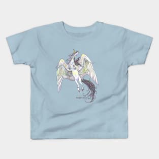 Unicorn Horses Pony Equine Equestrian Wings Winged Flying Yin Yang Kids T-Shirt